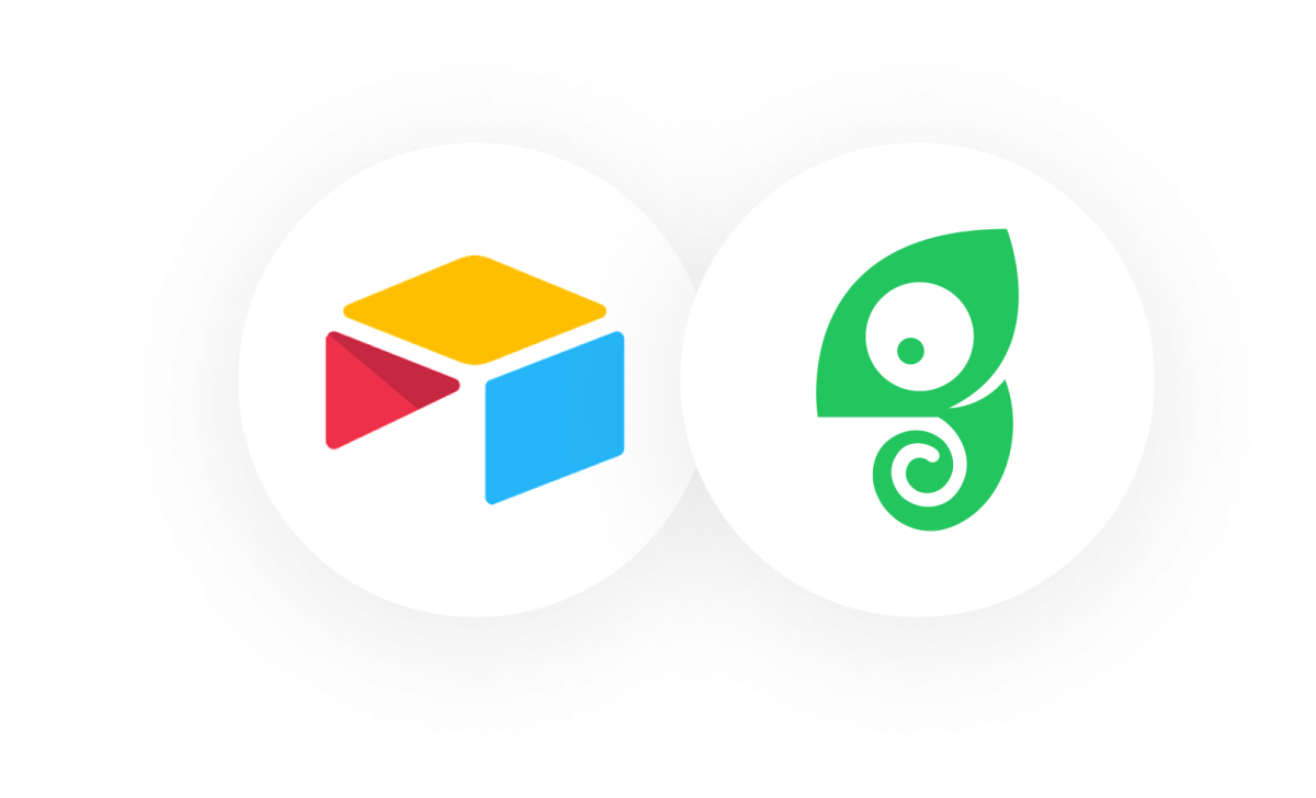 The Airtable and Chameleon logos side by side.