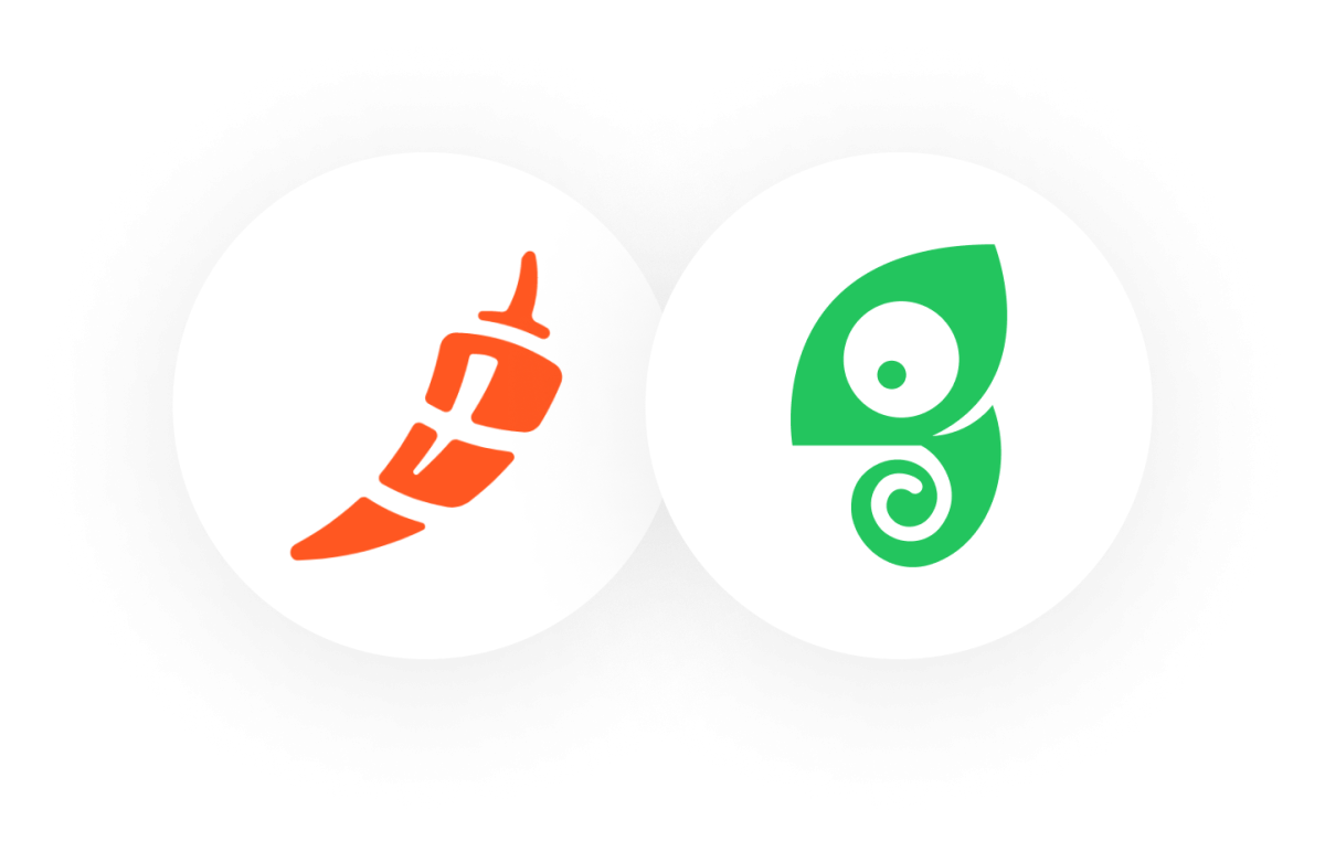 The Chili Piper and Chameleon logos side by side.