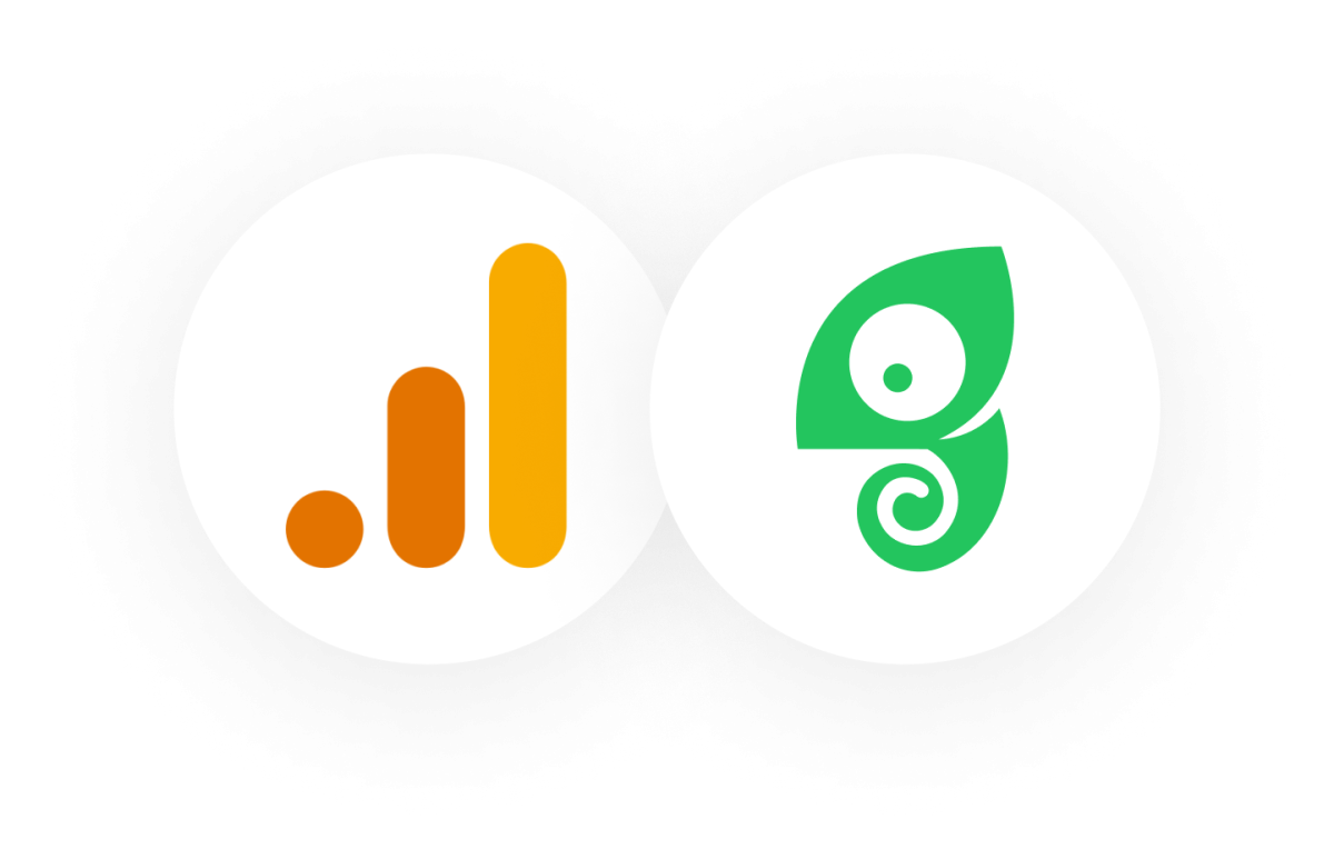 The Google Analytics and Chameleon logos side by side.