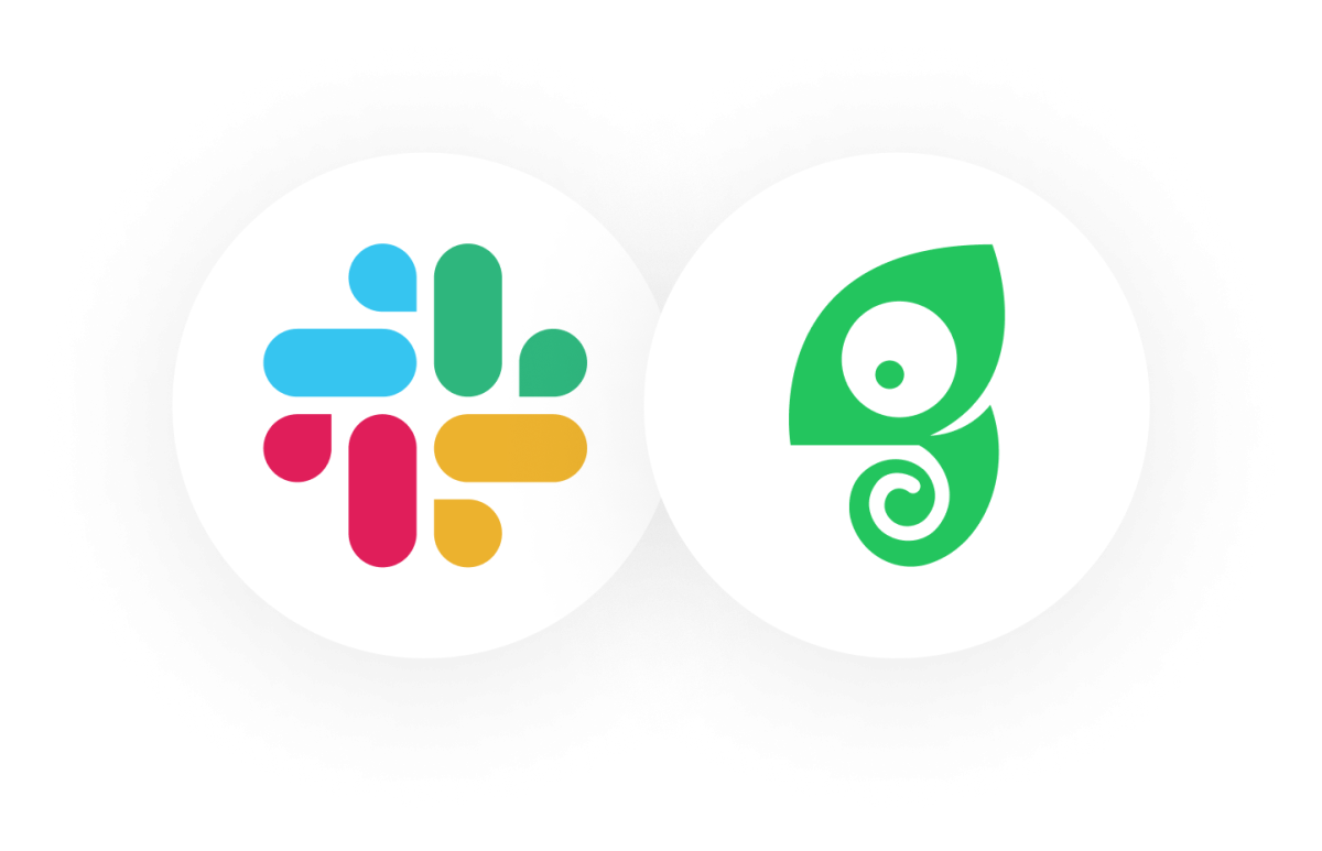 The Slack and Chameleon logos side by side.