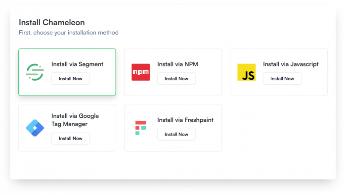 Install Chameleon quickly and easily using Twilio Segment