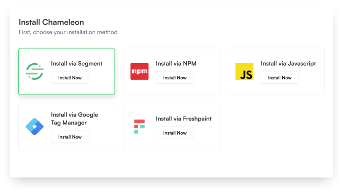 Install Chameleon quickly and easily using Twilio Segment