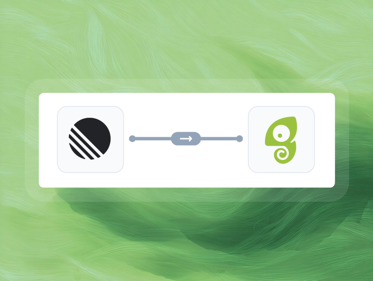 The Linear and Chameleon logos connected by a directional arrow.