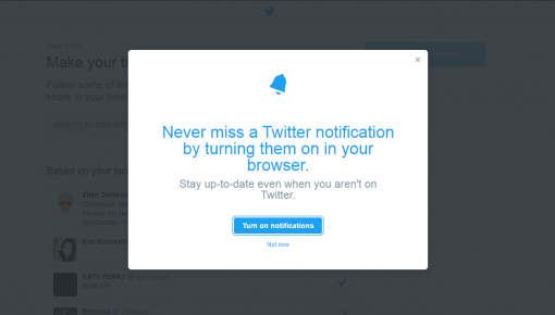 Twitter notifications permission request