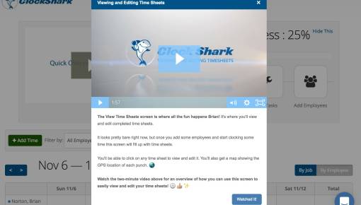 clockshark video modal