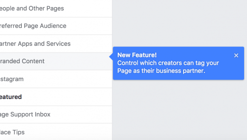 facebook feature announcement tooltip