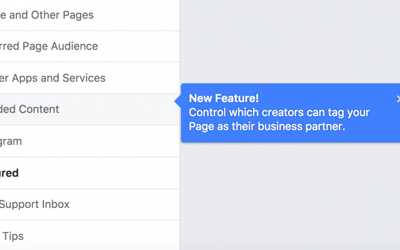 facebook feature announcement tooltip