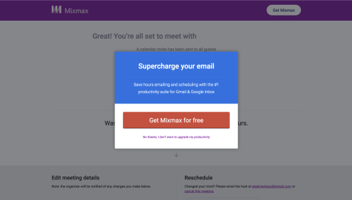mixmax signup modal