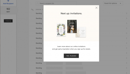 paperless post feature adoption modal