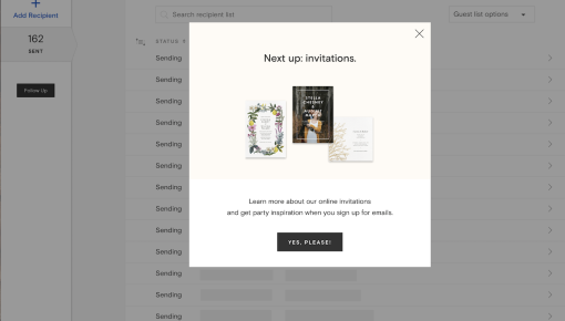 paperless post feature adoption modal