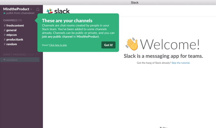 slack user onboarding tooltip