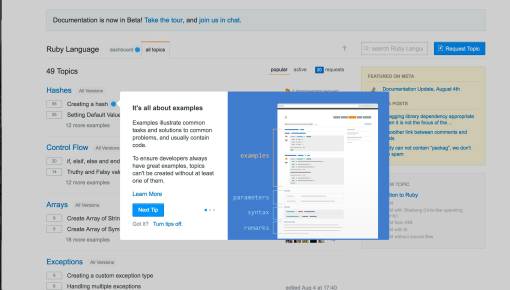 StackOverflow modal tour