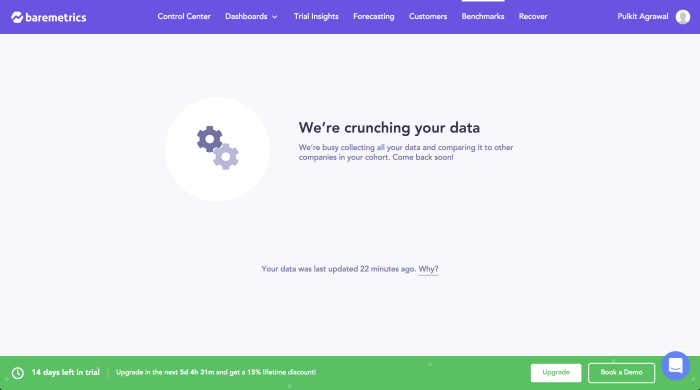 baremetrics trial upgrade banner