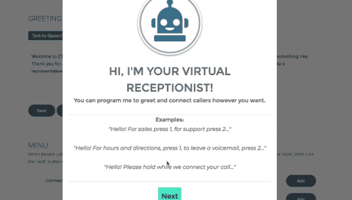 A Chameleon onboarding tour on Voxox, beginning with a welcome modal before guiding users through account setup and core features.