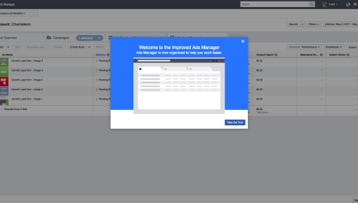 Facebook Ads UI Redesign Announcement Modal