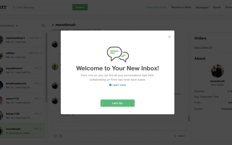 Fiverr Feature Redesign Modal