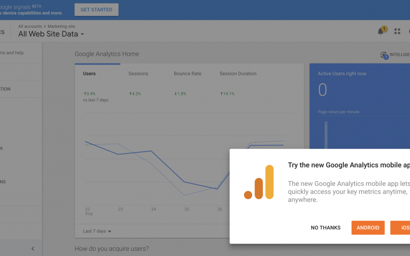 Google Analytics Download Prompt