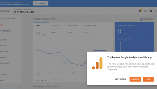Google Analytics Download Prompt