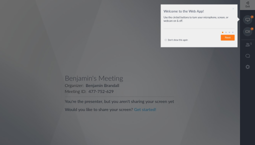 GoToMeeting user onboarding tooltip tour