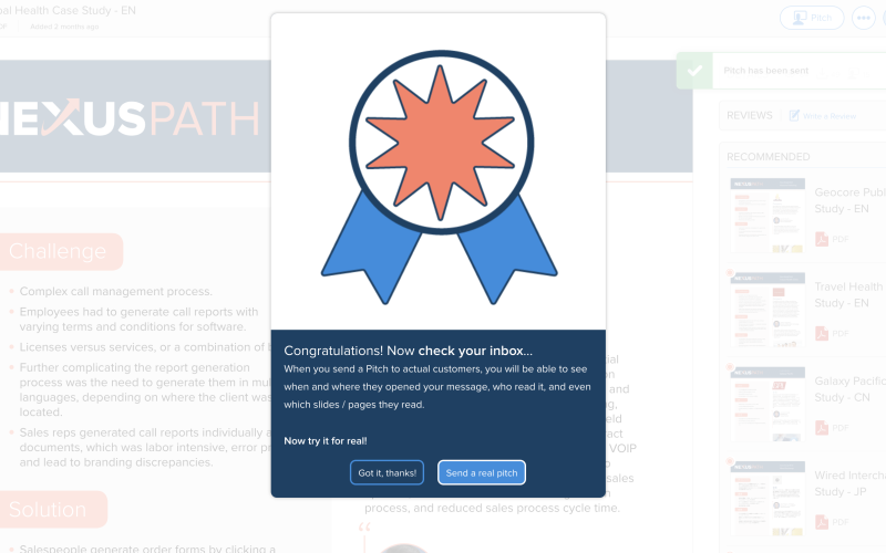 Highspot Feature Adoption Tour Modal