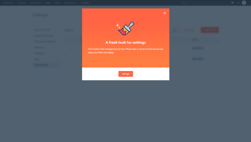 HubSpot Design Change Management Modal