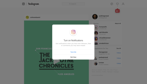 Instagram Notification Permission Modal