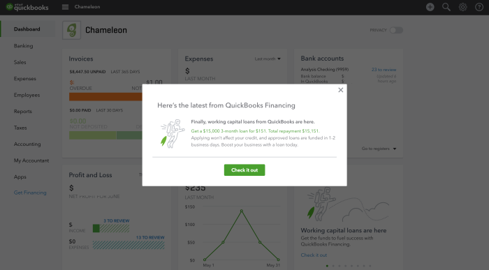 QuickBooks Feature Announcement Modal