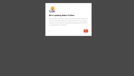 A step in a Product Hunt feature announcement tour introducing an update to maker profiles.