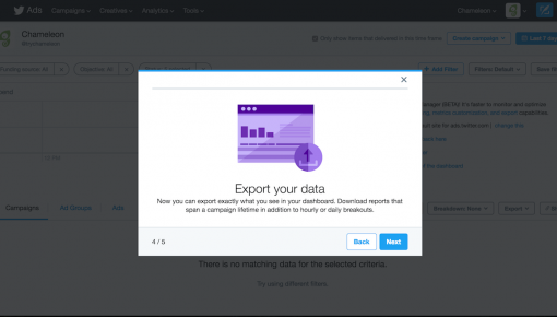 Twitter Ads modal product tour